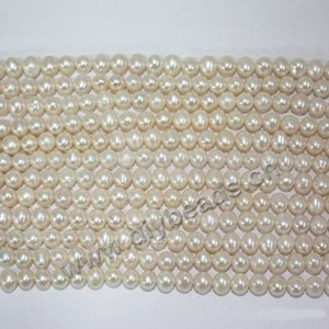 Pearl, cultured freshwater (natural), white/peach/mauve, 6-7mm potato, B grade. Sold per pkg of (3)16-inch strands.
