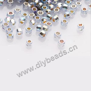 #11 seed beads,glass,light grey,silver-lined rainbow,square hole.sold per pkg of 40g,  approximately 3200ps.