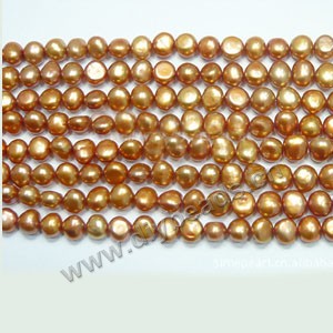 Pearl, cultured freshwater (dyed),golden olive, 5-6mm flat-sided potato. Sold per 14.8-inch(37cm) strand