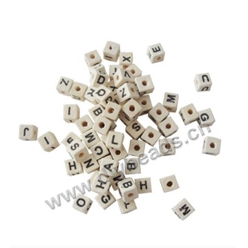 Bead, wood , Primary color, 10mm alphabet beads. Sold per pkg of 100ps.