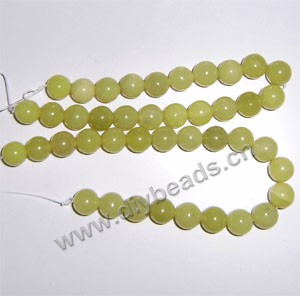 Bead, olive new "jade" (natural), 10mm round. Sold per 16-inch strand,factory price.