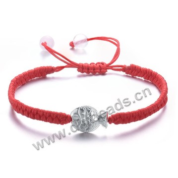 Bracelet, red line with 925 silver fish beads,sold individually. 