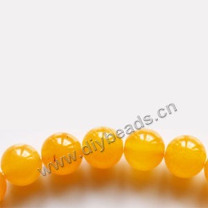 Bead, yellow "jade" (dyed), 12mm round. Sold per 15-inch strand