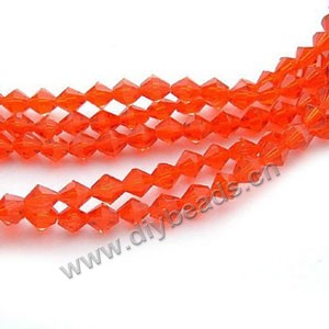 bead,glass,red,6mm hand-faceted bicone,approximately 50ps/strand.