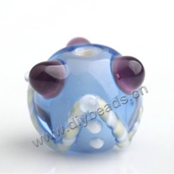 Bead,Japan lampworked glass,blue with bumpy corner, 16x16mm round.mini order 100pc 