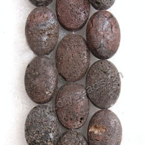 Bead,  lava rock (natural), 20x30x12mm flat oval. Sold per 14-inch strand.