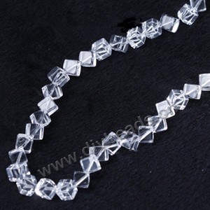Bead,clear quartz crystal (natural), 10mm dice, A-grade, Mohs hardness 7. Sold per 16-inch strand