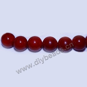 Bead, red coral (imitation), 9mm round. Sold per 15-inch strand.