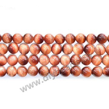 Bead, porange tigereye beads (dyed), 6mm round AA grade. Sold per 16-inch strand