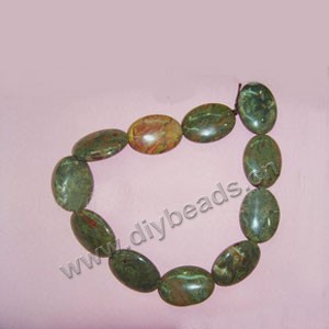 Bead, autumn jasper (natural), 13x18mm flat oval. Sold per pkg of five 15-inch strand