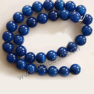 Bead, blue agate (dyed), 12mm round. Sold per 15-inch strand.