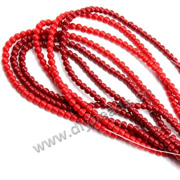 Wholesale imitated coral round solid color glass beads