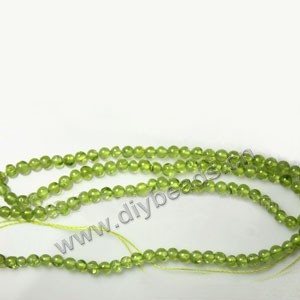 Bead, peridot (natural), 4mm round,B grade Mohs hardness 6-1/2 to 7. Sold per 15-inch strand