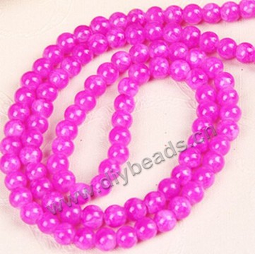 Bead,glass,solid fuchsia color,6mm round,sold per pkg of 10 strands