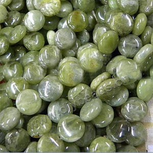 Bead, olive new "jade" (natural), 10mm flat round. Sold per 16-inch strand,factory price.