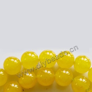 Bead, yellow "jade" (dyed), 12mm round. Sold per 15-inch strand