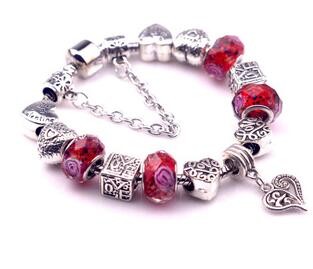 Bracelet,alloy, Beaded bracelet ,Crystal beads, Sold per pkg of 10ps
