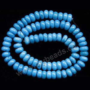 Bead, turquoise (imitation), 8x5mm rondelle. Sold per 16-inch strand