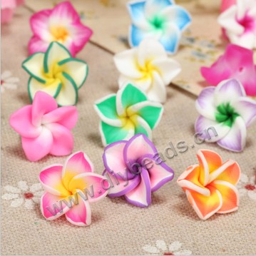 Bead, polymer clay,mixed color,15x7mm rose flower. Sold per pkg of 5.