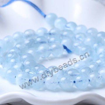 Bead, Aquamarine (natural), blue, 4mm round. Sold per 2 strands per pck
