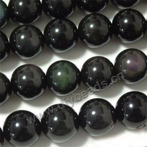 Bead, rainbow obsidian (natural), 18mm round. Sold per 15-inch strand