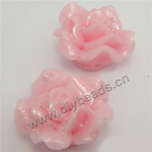 Bead, polymer clay, pink,pearl luster, 20mm rose. Sold per pkg of 12.