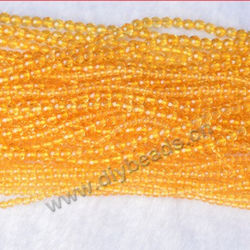 Bead, Citrine  natural, 2mm facted round, Sold per 16-inch strand
