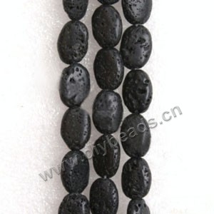 Bead, lava rock (natural), 15x20mm flat oval. Sold per 14-inch strand.