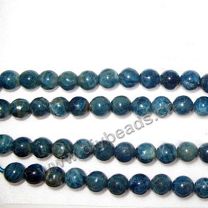 Bead, blue apatite(natural) , 10mm round . Sold per 16-inch strand