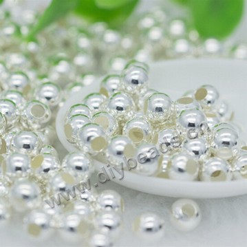 Bead, 925 sterling silver, 10mm, small hole 2mm , big hole2.5mm, Sold per pkg of 1 bag-10pieces.