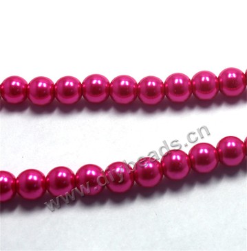 Bead, glass pearl, purplish red, 8mm round. Sold per pkg of 32-inch strands.