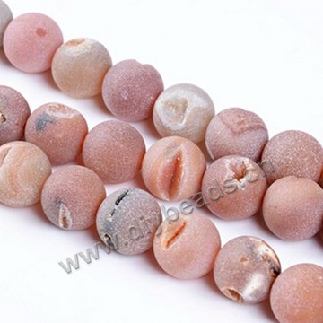 Bead,geode agate,orange color,frosted 16mm round, Sold per one strand.