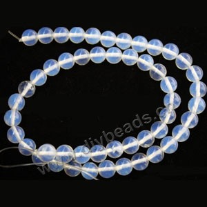 Bead, opal (imitation), white, 8mm round. Sold per 16-inch strand.