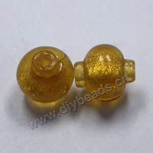 Bead, lampworked glass, gold with gold-colored foil, 17x17mm lanterns design. Sold per pkg of 300.