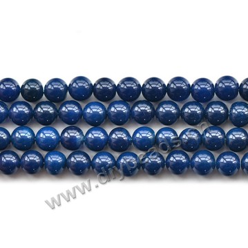 Bead,natural agate,dark blue,smooth 6mm round,Sold per one strand.
