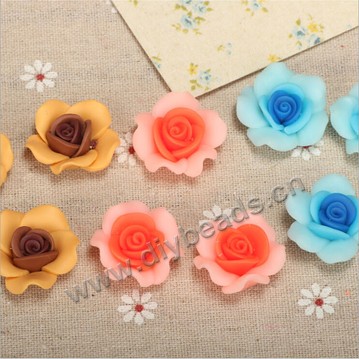 Bead, polymer clay,mixed color,25x12mm flower. Sold per pkg of 20.