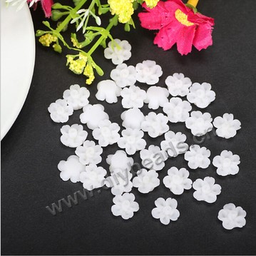 Bead, polymer clay,white,8x4mm flower. Sold per pkg of 5.