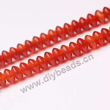 Bead, red agate (dyed/heated), 10x8mm rondelle, Mohs hardness 6-1/2 to 7. Sold per 15-inch strand.