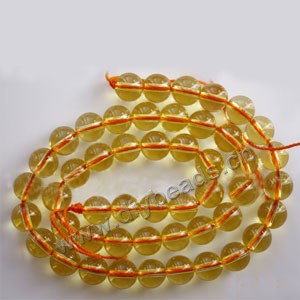 Bead, citrine (SYN),8mm round, A grade. Sold per 15-inch strand,approximately 49 beads . 