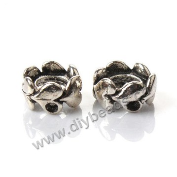 Bead,big-hole beads,zinc alloy,Garland shape,5*10mm,Sold per pkg of 100pcs