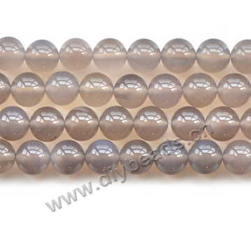 Bead,agate,grey,smooth 10mm round.sold per pkg of 10 strands
