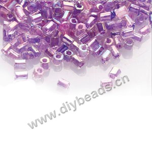 Bugle bead,taiwan, glass,  rainbow , light purple,#1 (2x2mm)hex beads. Sold per pkg of 500 grams,approximately 40,000ps