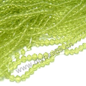 bead,glass,yellow-green,3mm  faceted bicone,approximately 105ps/strand