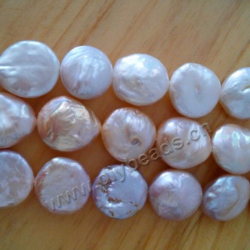 Pearl broque, coin pearls cultured freshwater, white, AA 12--13mm flat round. Sold by strands