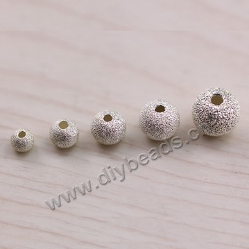 Spacer Bead, 925 sterling silver, 7mm frosted round. Sold per pkg of 1 bag-(10 pieces).