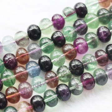 Bead, rainbow fluorite (natural), 10x8mm rondelle. Sold per 15-inch strand.
