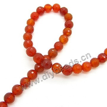 Bead, red agate (dyed), 8mm 128-faceted round, Mohs hardness 6-1/2 to 7. Sold per 15-inch strand.