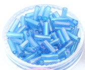 Bugle, glass, blue,#3(6x2mm) bugle tube. Sold per pkg of 300 grams, approximately 9,000ps