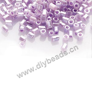 Bugle bead,taiwan, glass, silky luster,lavender ,#1(2x2mm) hex beads. Sold per pkg of 500 grams,approximately 40,000ps
