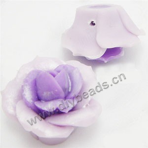Bead, polymer clay, purple,pearl luster, 20mm rose. Sold per pkg of 12.